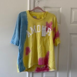 Zadig & Voltaire Kids Tie-Dye Amour Tee - Blue, Yellow, Pink